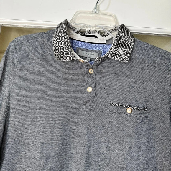 TED BAKER Knit Polo Shirt with Contrast Collar & Button Placard size 5 / XL - Picture 3 of 9